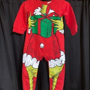 Kids Red Grinch Footie Pajamas